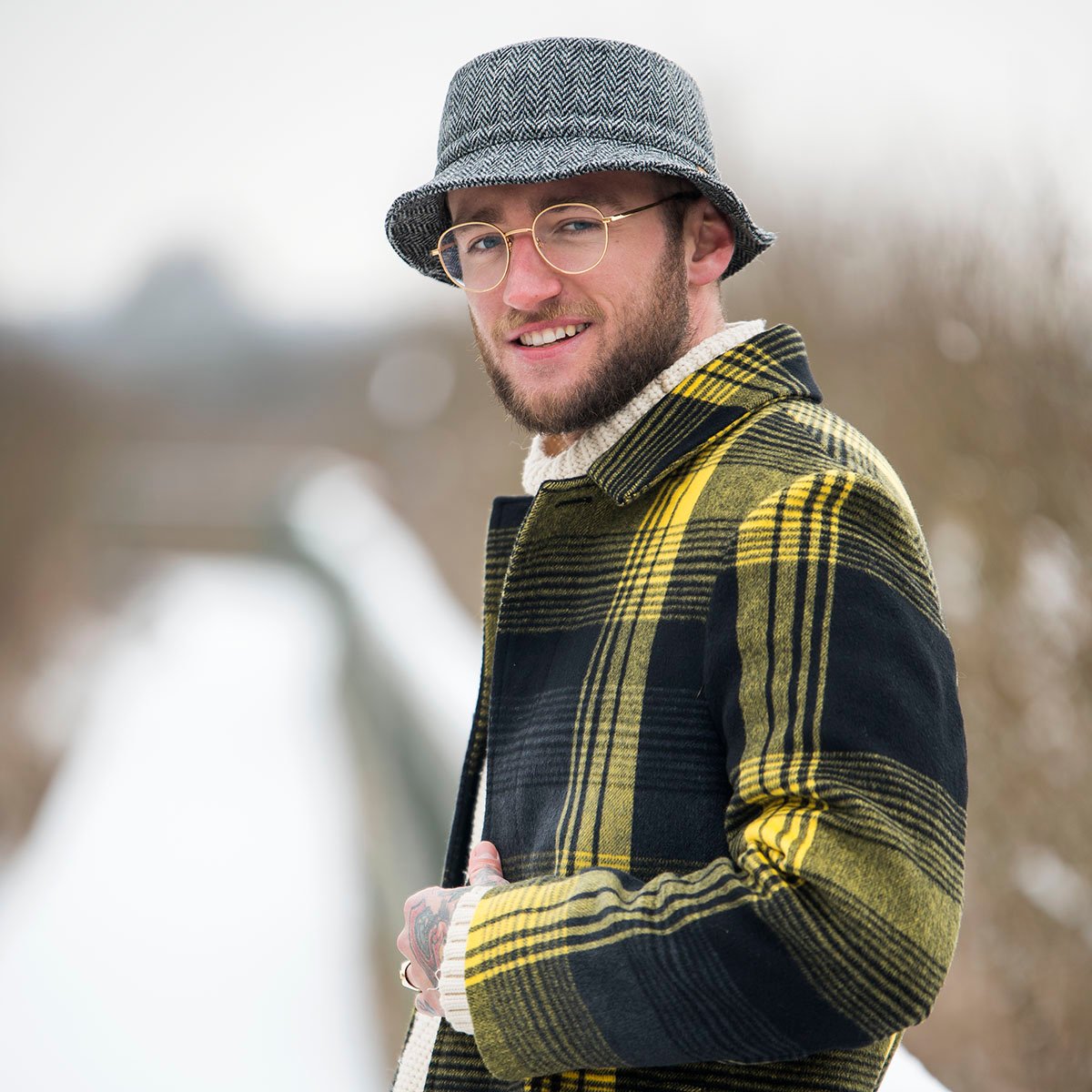 Mens tweed store bucket hat